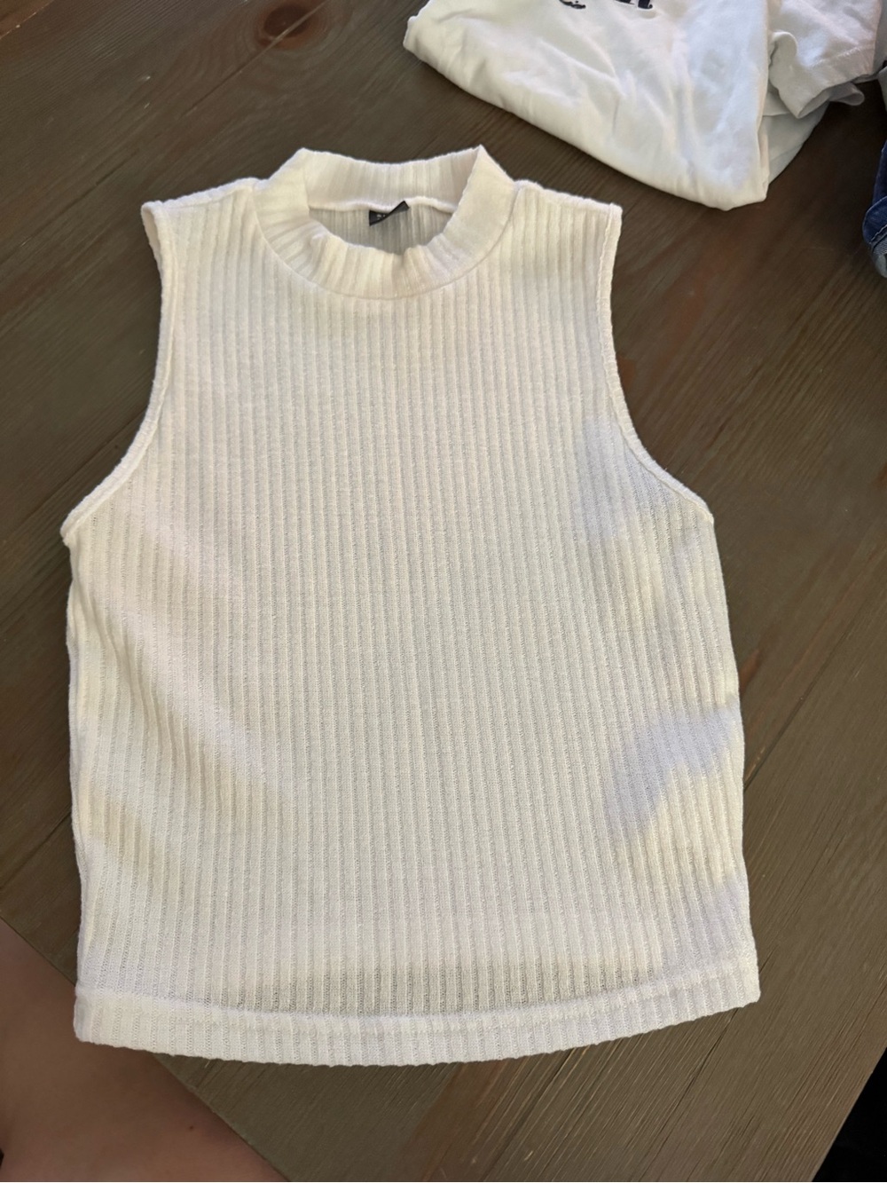 SHEIN White Ribbed Mock Neck Tank Top